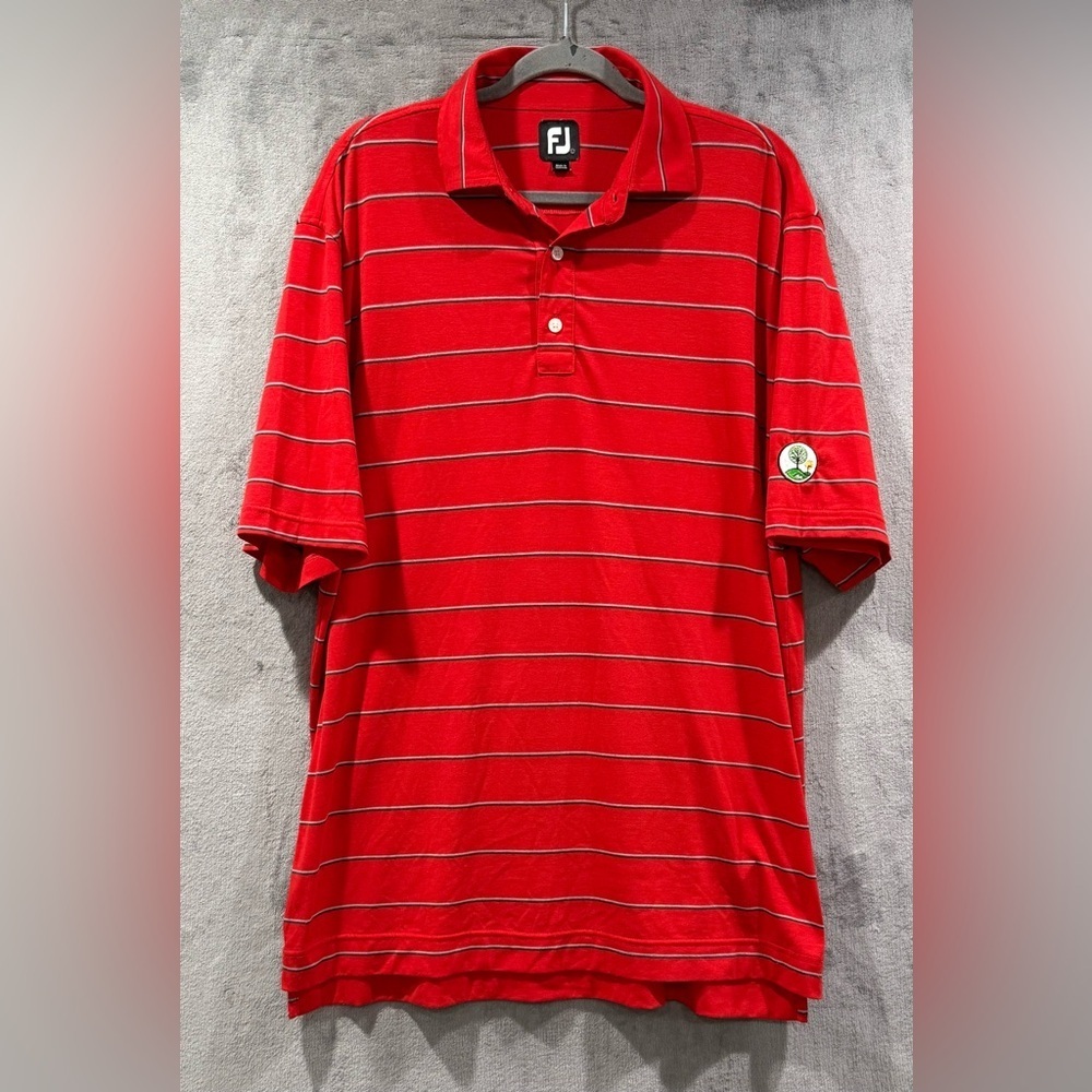 FootJoy Polo Shirt Mens Size Large Red Striped Golf Logo